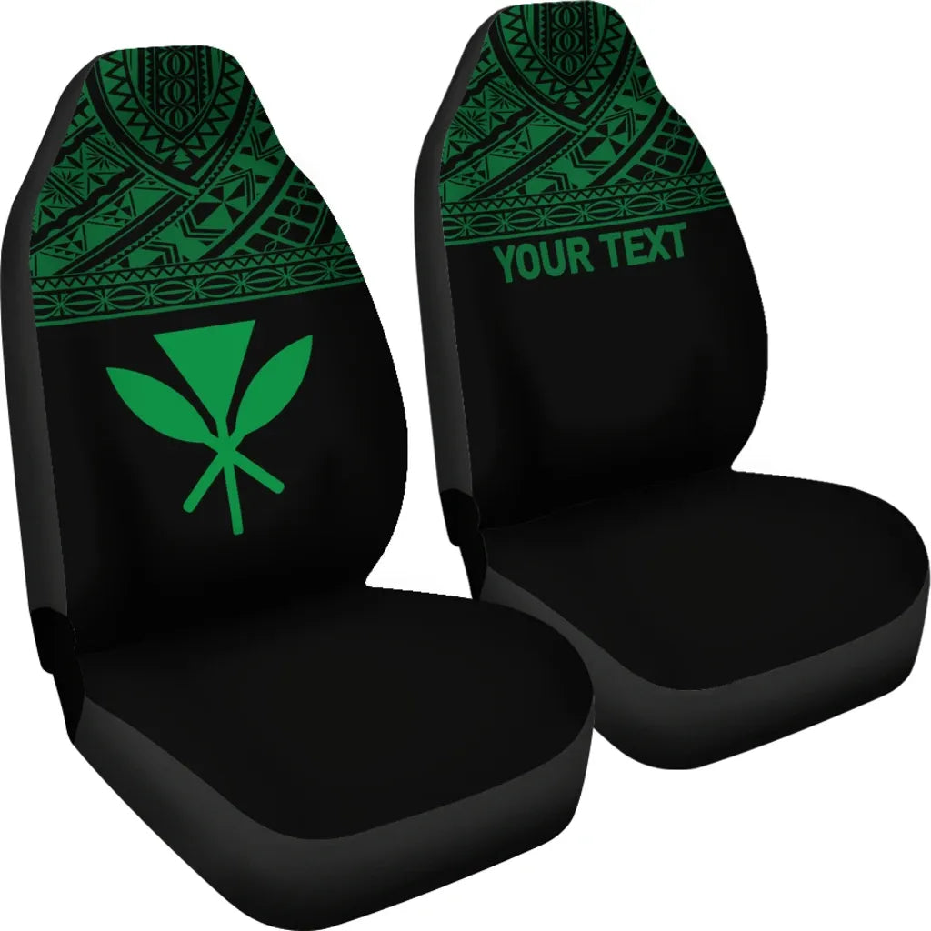 Hawaii Custom Personalised Car Seat Covers - Kanaka Maoli Polynesian Green Horizontal