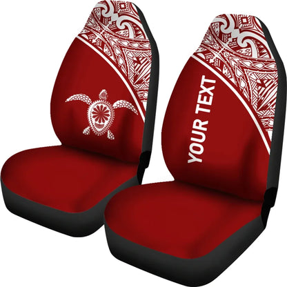 Hawaii Custom Personalised Car Seat Covers - Polynesian White Turtle Curve Red