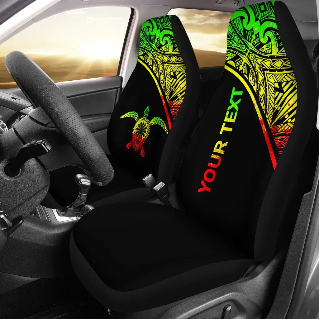 Hawaii Custom Personalised Car Seat Covers - Polynesian Reggae Turtle Curve