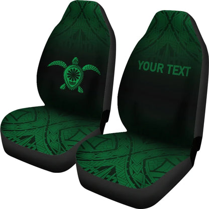 Hawaii Custom Personalised Car Seat Covers - Polynesian Turtle Tattoo Fog Green