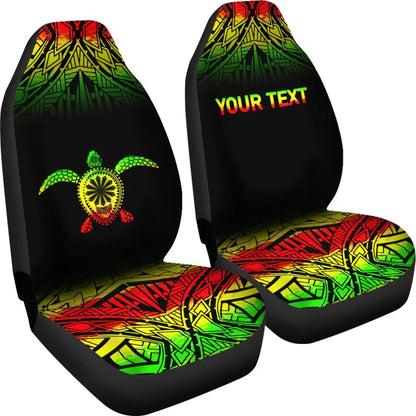 Hawaii Custom Personalised Car Seat Covers - Polynesian Turtle Tattoo Fog Reggae