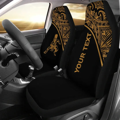 Hawaii Custom Personalised Car Seat Covers - Warriors Polynesian Gold Curve