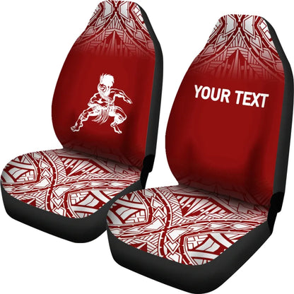 Hawaii Custom Personalised Car Seat Covers - Polynesian Warriors Tattoo Fog Red