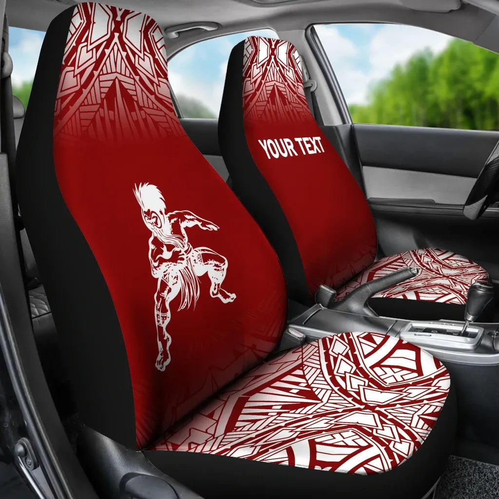 Hawaii Custom Personalised Car Seat Covers - Polynesian Warriors Tattoo Fog Red