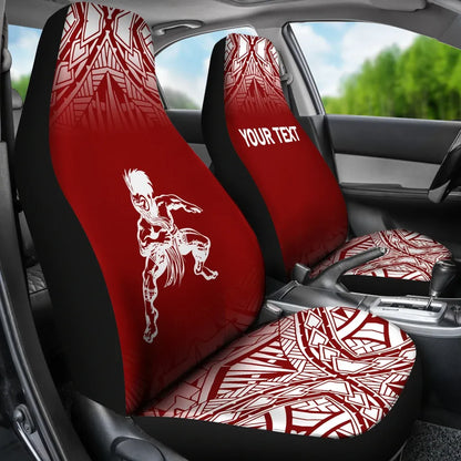 Hawaii Custom Personalised Car Seat Covers - Polynesian Warriors Tattoo Fog Red