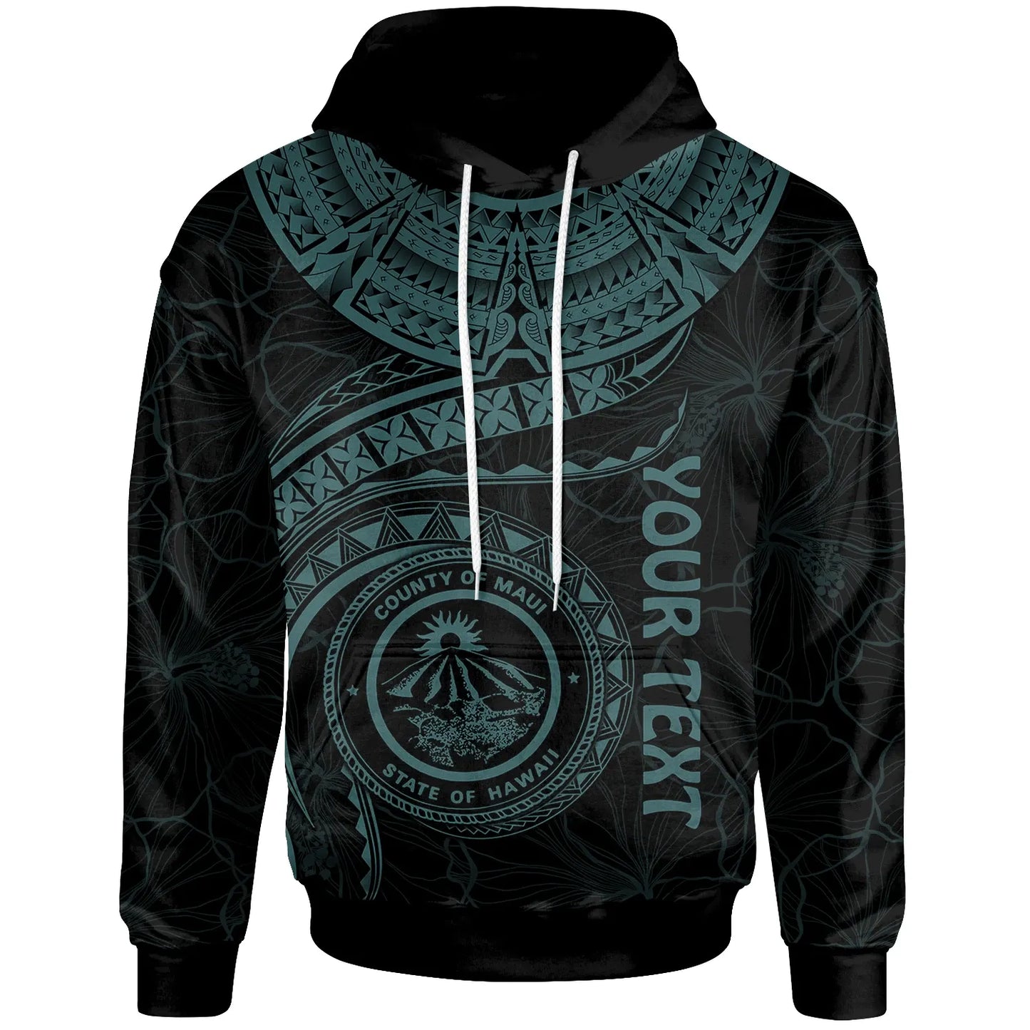 Polynesian Hawaii Personalised Hoodie - Maui Polynesian Waves (Turquoise)