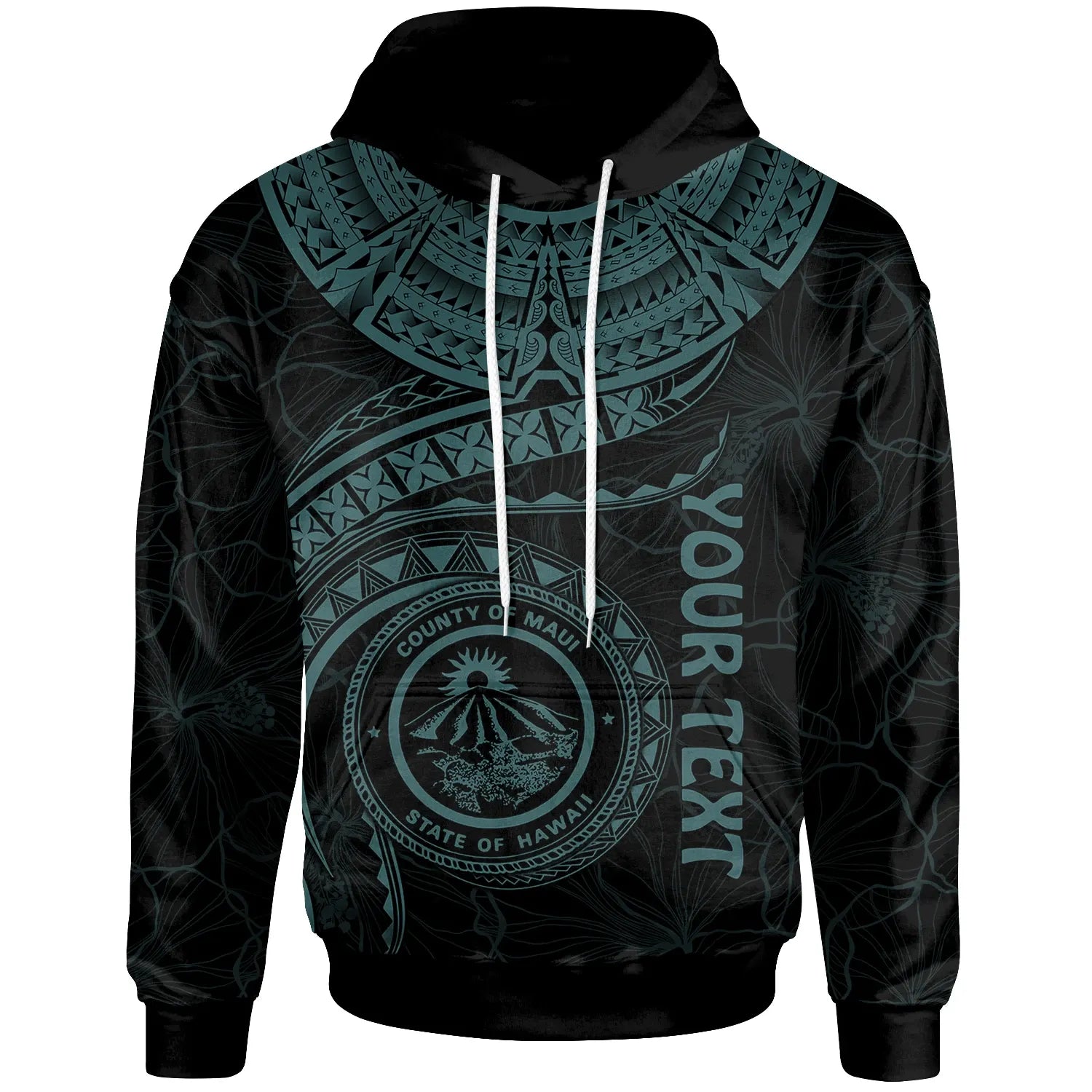Polynesian Hawaii Personalised Hoodie - Maui Polynesian Waves (Turquoise)