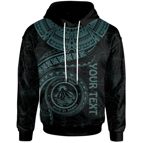 Polynesian Hawaii Personalised Hoodie - Maui Polynesian Waves (Turquoise)