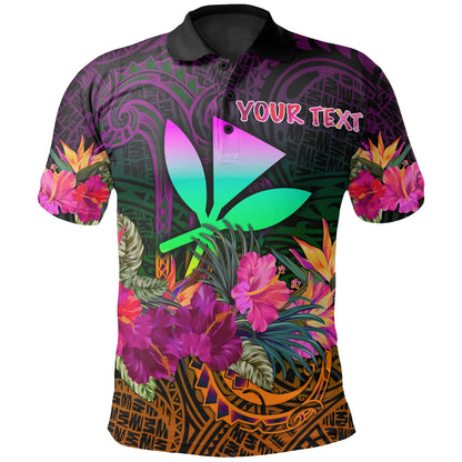 Polynesian Hawaii Personalised  Kanaka Maoli Polo Shirt - Summer Hibiscus