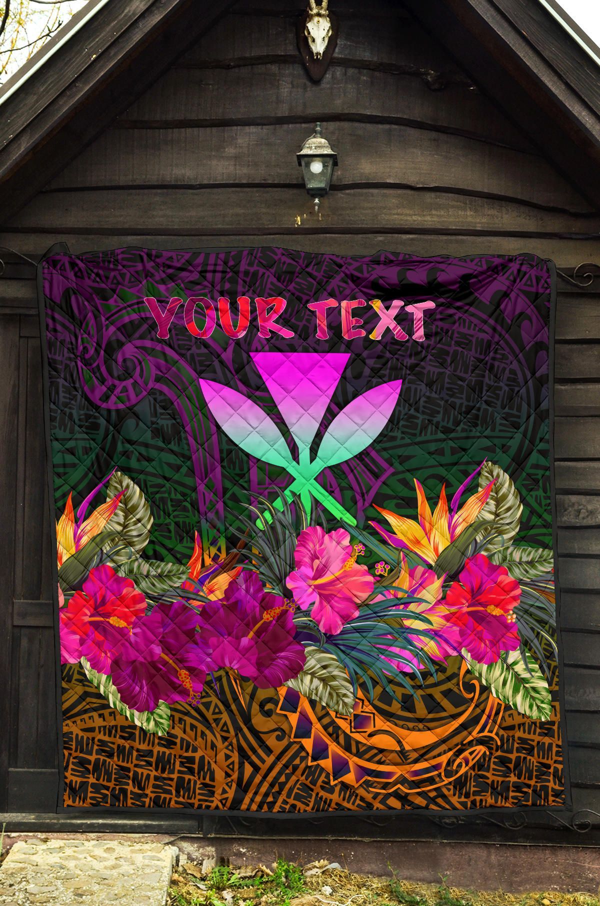 Polynesian Hawaii Personalised  Kanaka Maoli Premium Quilt - Summer Hibiscus