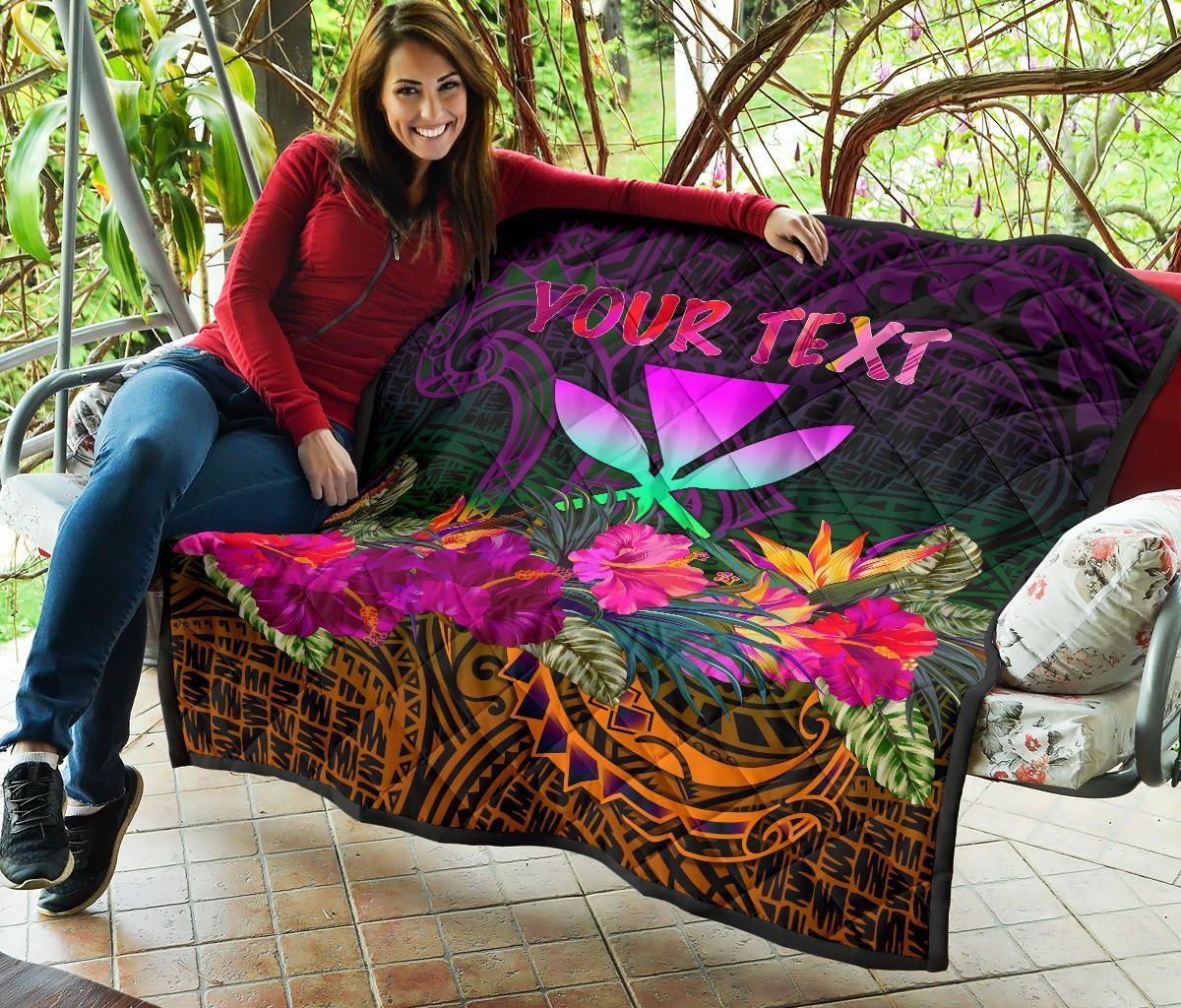 Polynesian Hawaii Personalised  Kanaka Maoli Premium Quilt - Summer Hibiscus