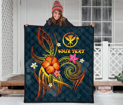 Polynesian Hawaii Personalised Pemium Quilt - Legend of Kanaka Maoli (Blue)