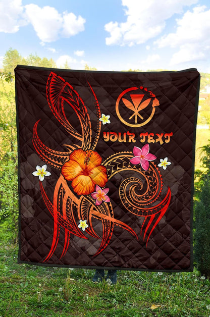 Polynesian Hawaii Personalised Premium Quilt - Legend of Kanaka Maoli (Red)