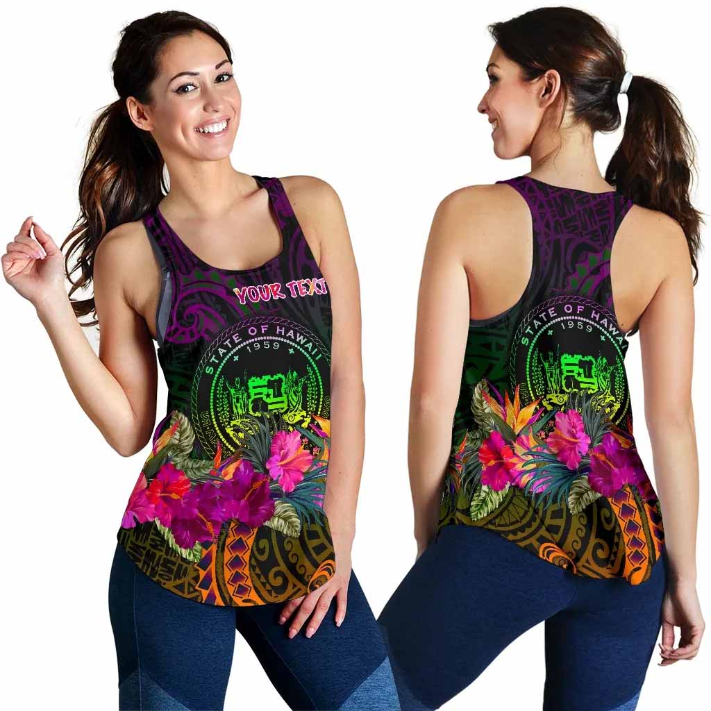 Polynesian Hawaii Personalised Women Racerback Tank - Summer Hibiscus