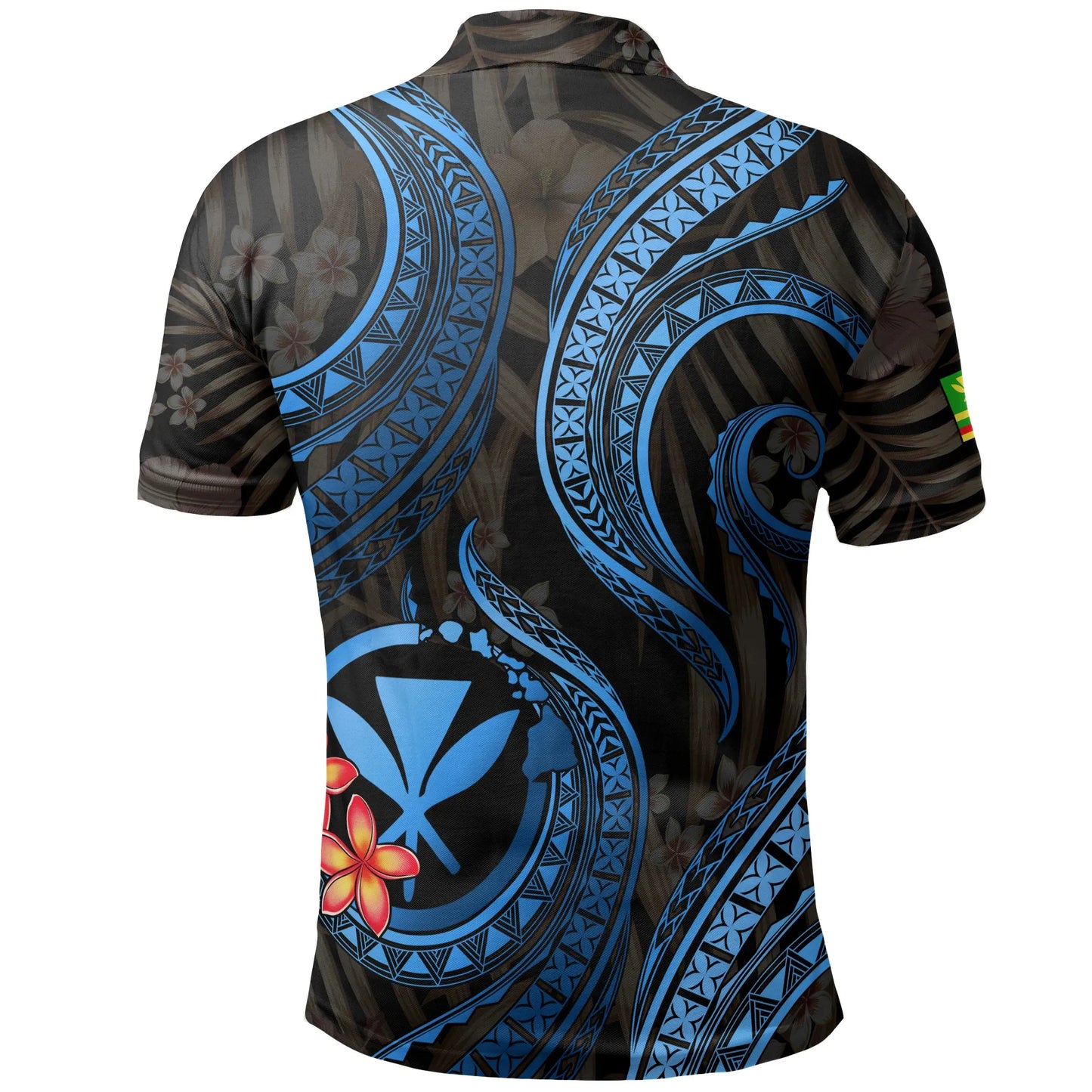 Polynesian Hawaii Polo Shirt - Blue Plumeria