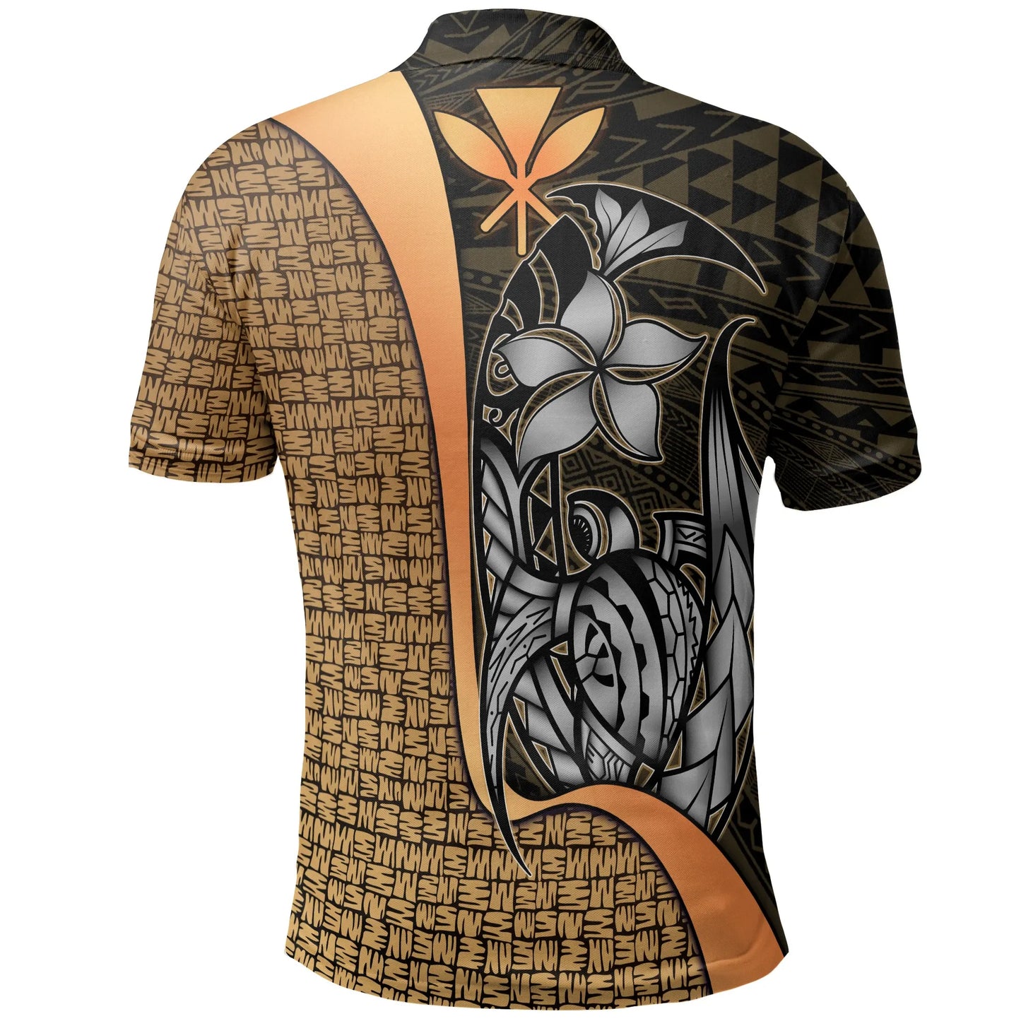 Polynesian Hawaii Polo Shirt Kanaka Maoli Gold - Turtle with Hook