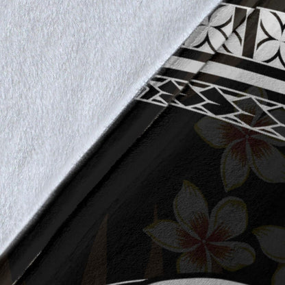 Polynesian Hawaii Premium Blanket - Black Plumeria