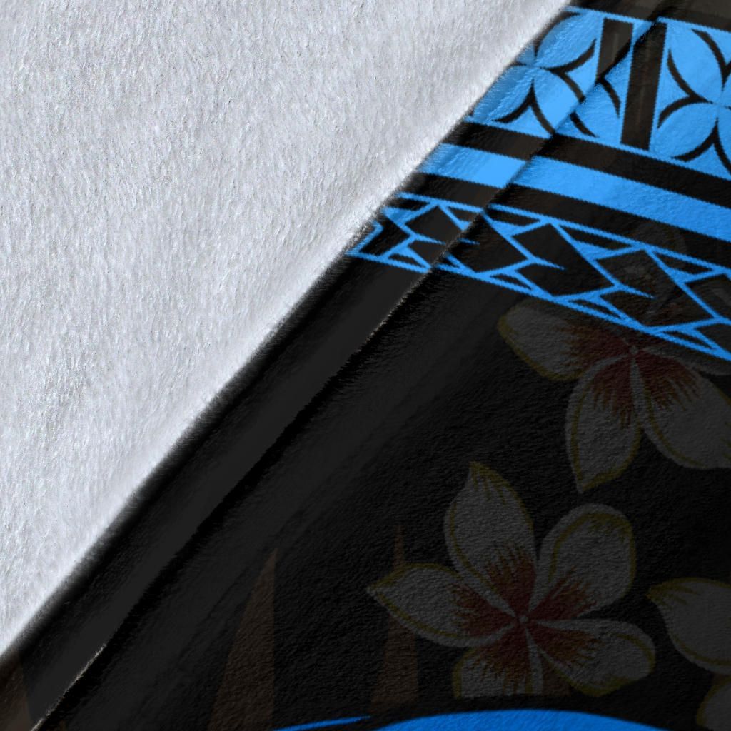 Polynesian Hawaii Premium Blanket - Blue Plumeria
