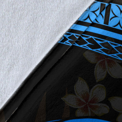 Polynesian Hawaii Premium Blanket - Blue Plumeria