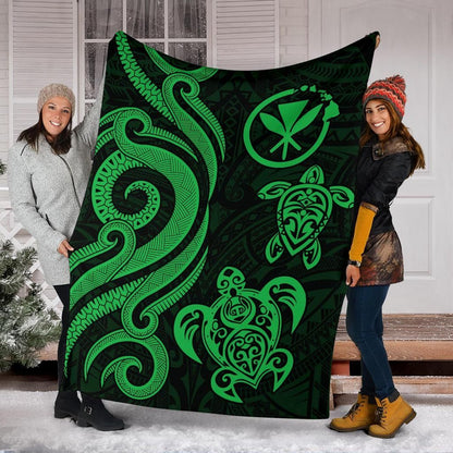 Polynesian Hawaii Premium Blanket - Green Tentacle Turtle
