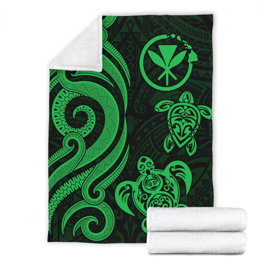Polynesian Hawaii Premium Blanket - Green Tentacle Turtle