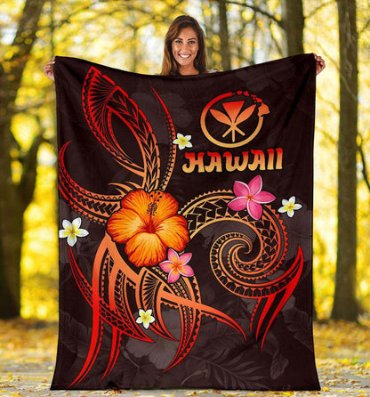 Polynesian Hawaii Premium Blanket - Legend of Kanaka Maoli (Red)