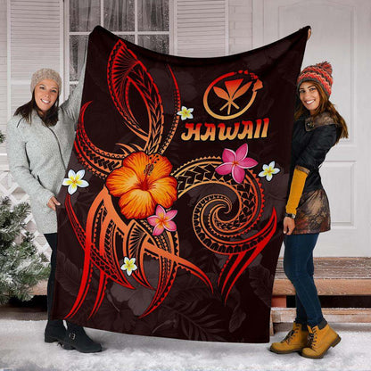 Polynesian Hawaii Premium Blanket - Legend of Kanaka Maoli (Red)