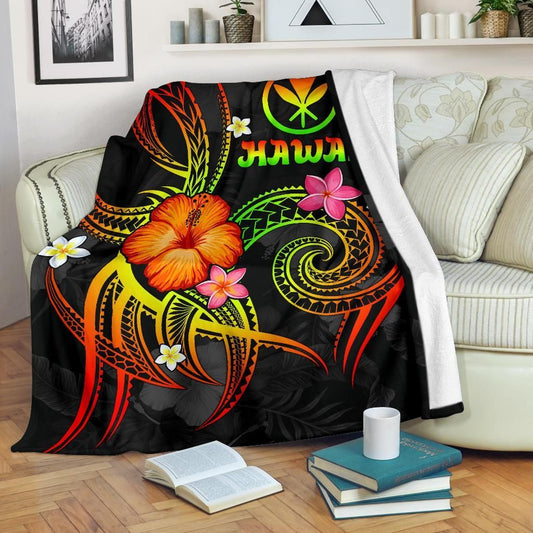 Polynesian Hawaii Premium Blanket - Legend of Kanaka Maoli (Reggae)