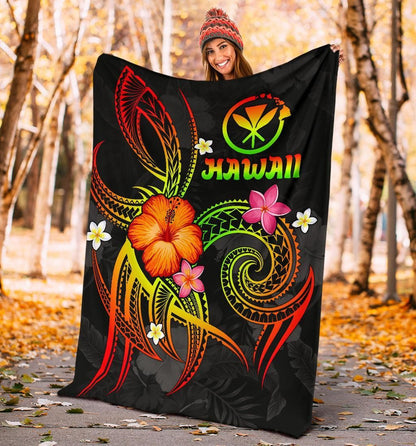 Polynesian Hawaii Premium Blanket - Legend of Kanaka Maoli (Reggae)