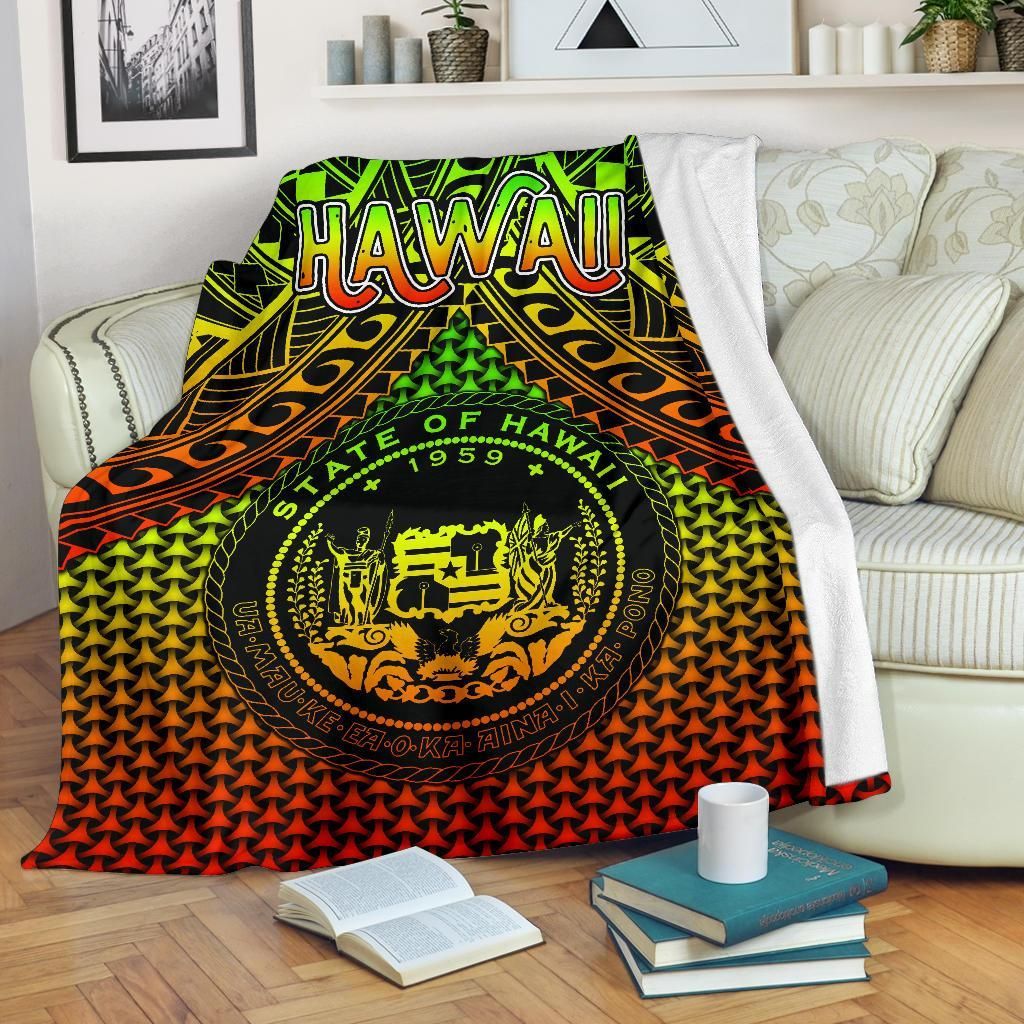 Polynesian Hawaii Premium Blanket - Reggae Vintage Polynesian Patterns