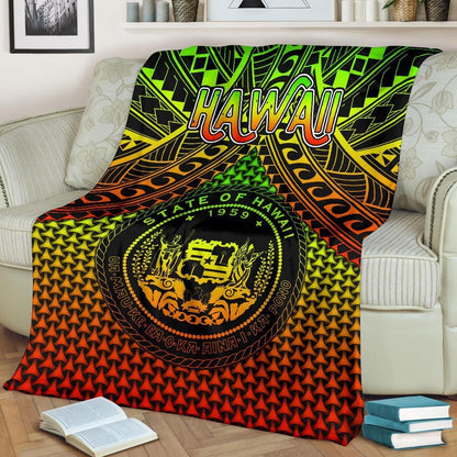 Polynesian Hawaii Premium Blanket - Reggae Vintage Polynesian Patterns