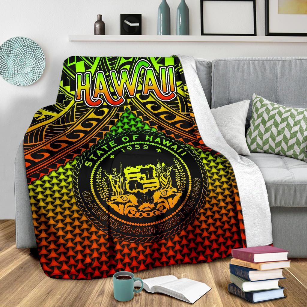 Polynesian Hawaii Premium Blanket - Reggae Vintage Polynesian Patterns