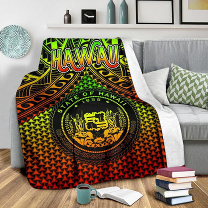 Polynesian Hawaii Premium Blanket - Reggae Vintage Polynesian Patterns