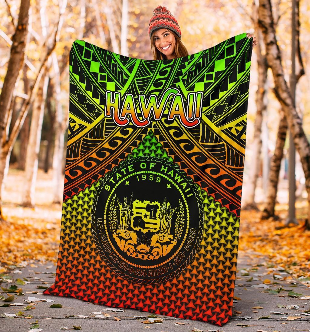 Polynesian Hawaii Premium Blanket - Reggae Vintage Polynesian Patterns