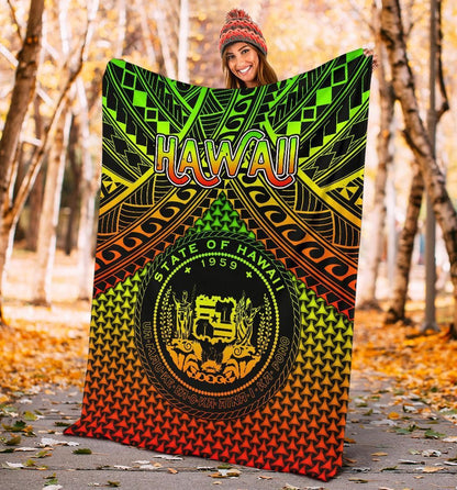Polynesian Hawaii Premium Blanket - Reggae Vintage Polynesian Patterns