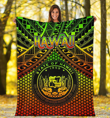 Polynesian Hawaii Premium Blanket - Reggae Vintage Polynesian Patterns