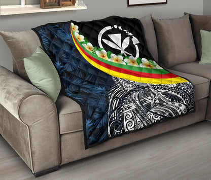 Polynesian Hawaii Premium Quilt - Kanaka Maoli With Plumeria Style