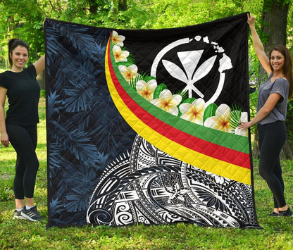 Polynesian Hawaii Premium Quilt - Kanaka Maoli With Plumeria Style