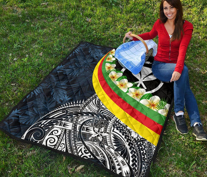 Polynesian Hawaii Premium Quilt - Kanaka Maoli With Plumeria Style