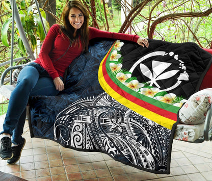 Polynesian Hawaii Premium Quilt - Kanaka Maoli With Plumeria Style