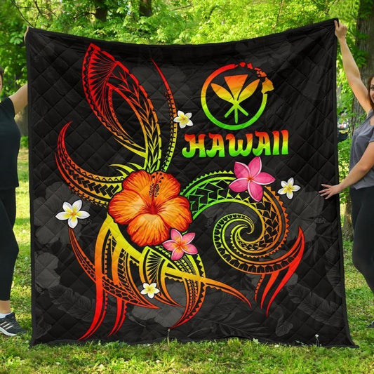 Polynesian Hawaii Premium Quilt - Legend of Kanaka Maoli (Reggae)