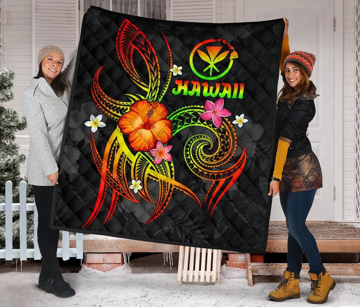 Polynesian Hawaii Premium Quilt - Legend of Kanaka Maoli (Reggae)