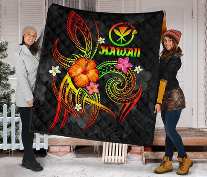 Polynesian Hawaii Premium Quilt - Legend of Kanaka Maoli (Reggae)