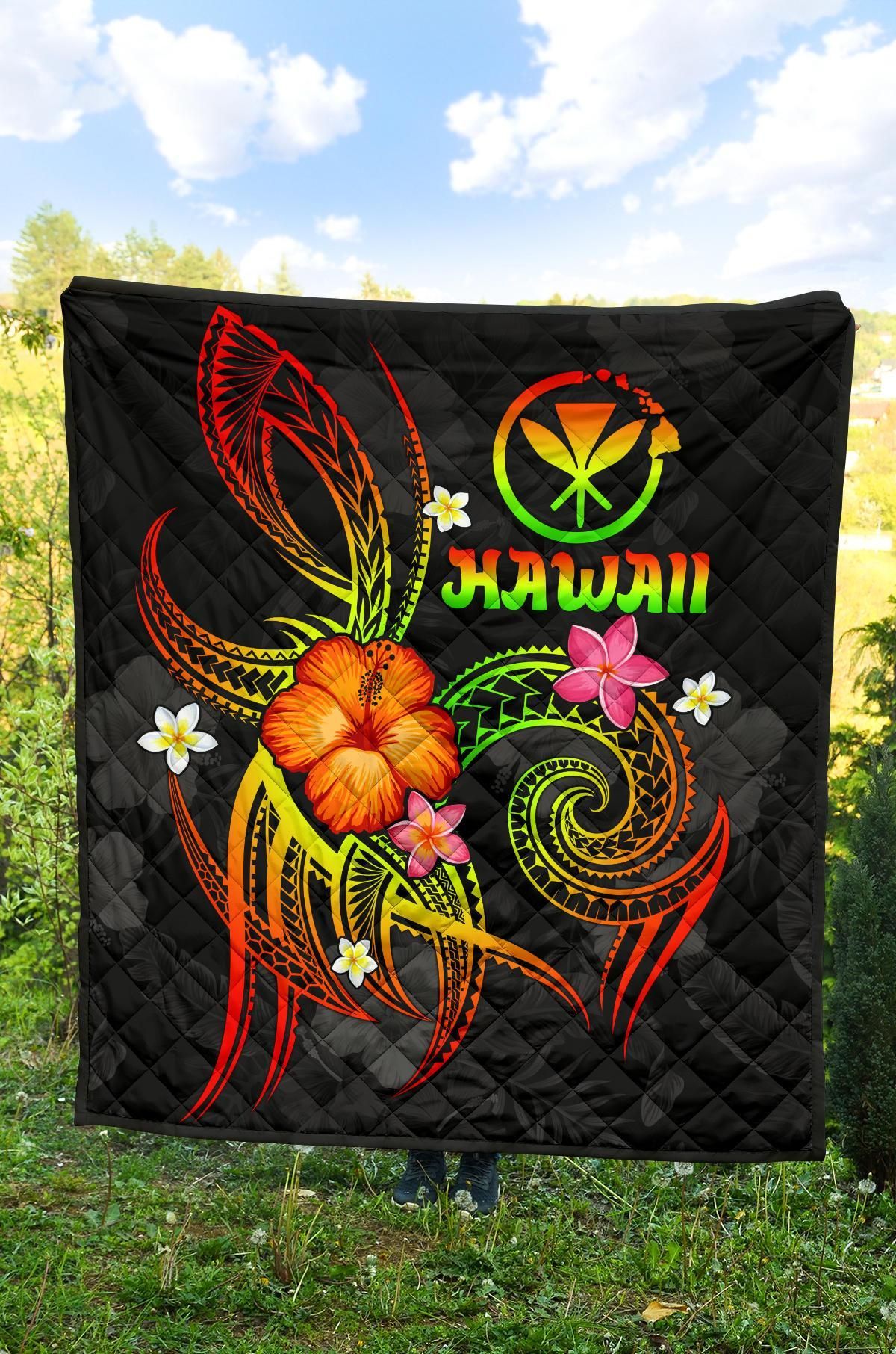 Polynesian Hawaii Premium Quilt - Legend of Kanaka Maoli (Reggae)
