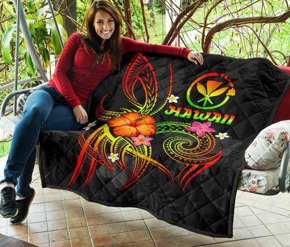 Polynesian Hawaii Premium Quilt - Legend of Kanaka Maoli (Reggae)