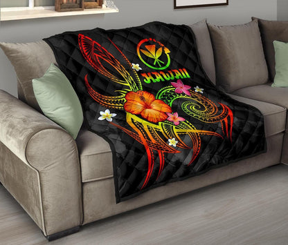 Polynesian Hawaii Premium Quilt - Legend of Kanaka Maoli (Reggae)