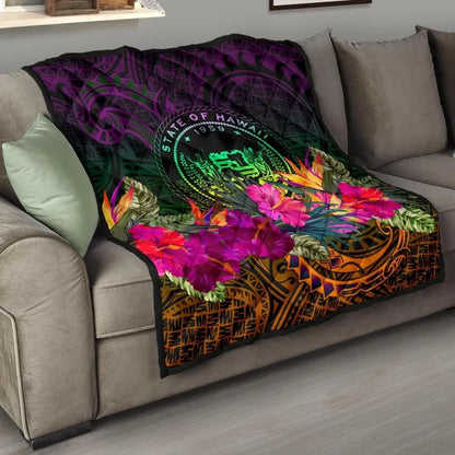 Polynesian Hawaii Premium Quilt - Summer Hibiscus