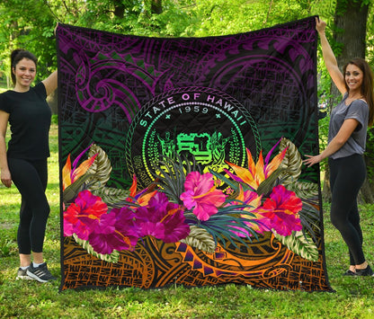 Polynesian Hawaii Premium Quilt - Summer Hibiscus
