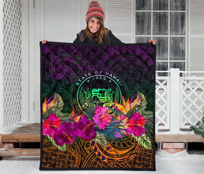 Polynesian Hawaii Premium Quilt - Summer Hibiscus