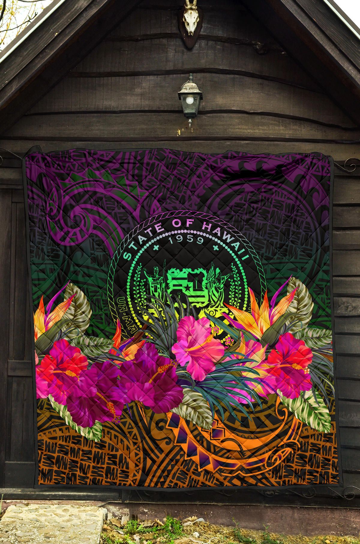 Polynesian Hawaii Premium Quilt - Summer Hibiscus